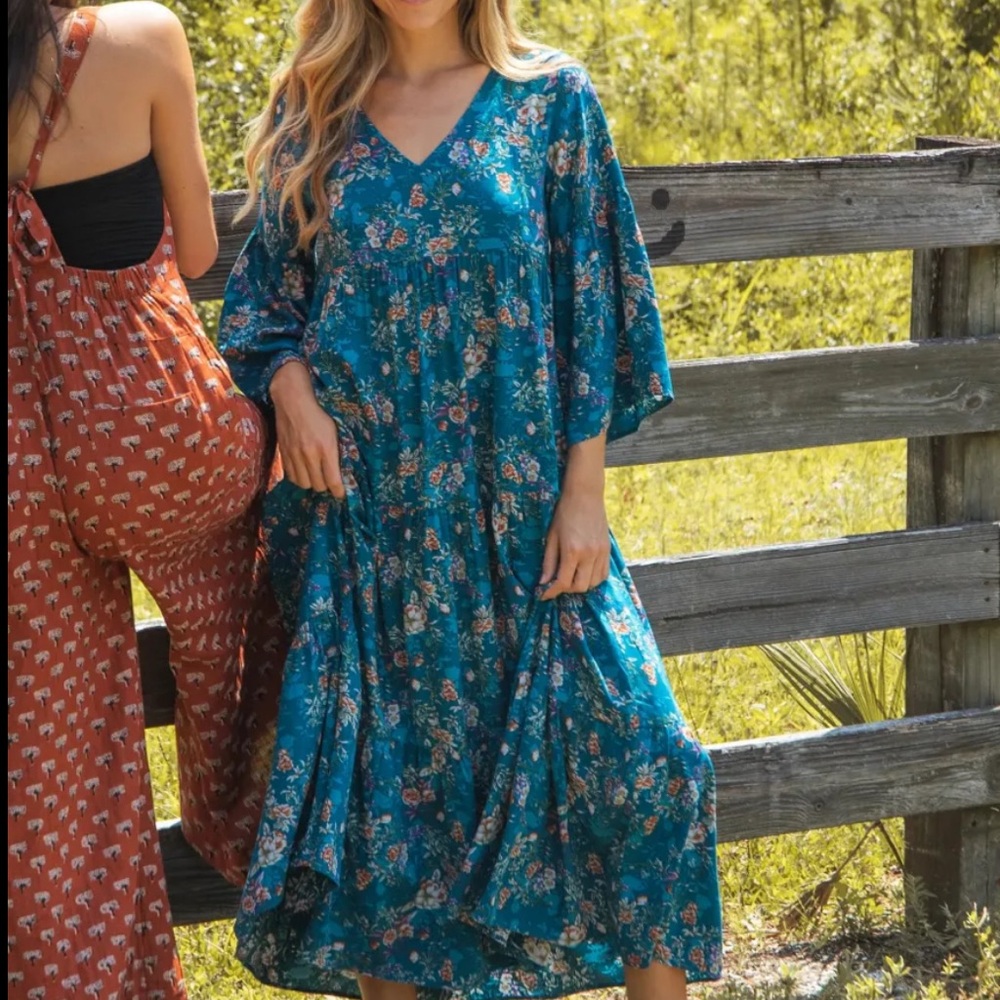 Natural life Charlotte midi dress in turquoise